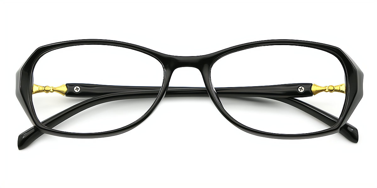 Black Rectangle Classic Plastic Eyeglasses