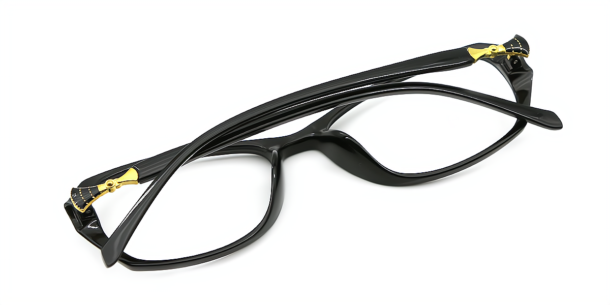 Black Rectangle Classic Plastic Eyeglasses