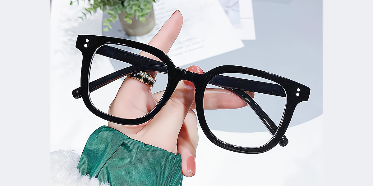 Black Square Simple Acetate Eyeglasses