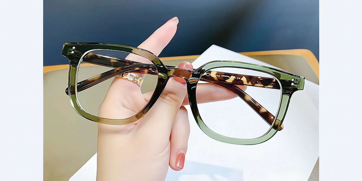 Green Square Simple Acetate Eyeglasses