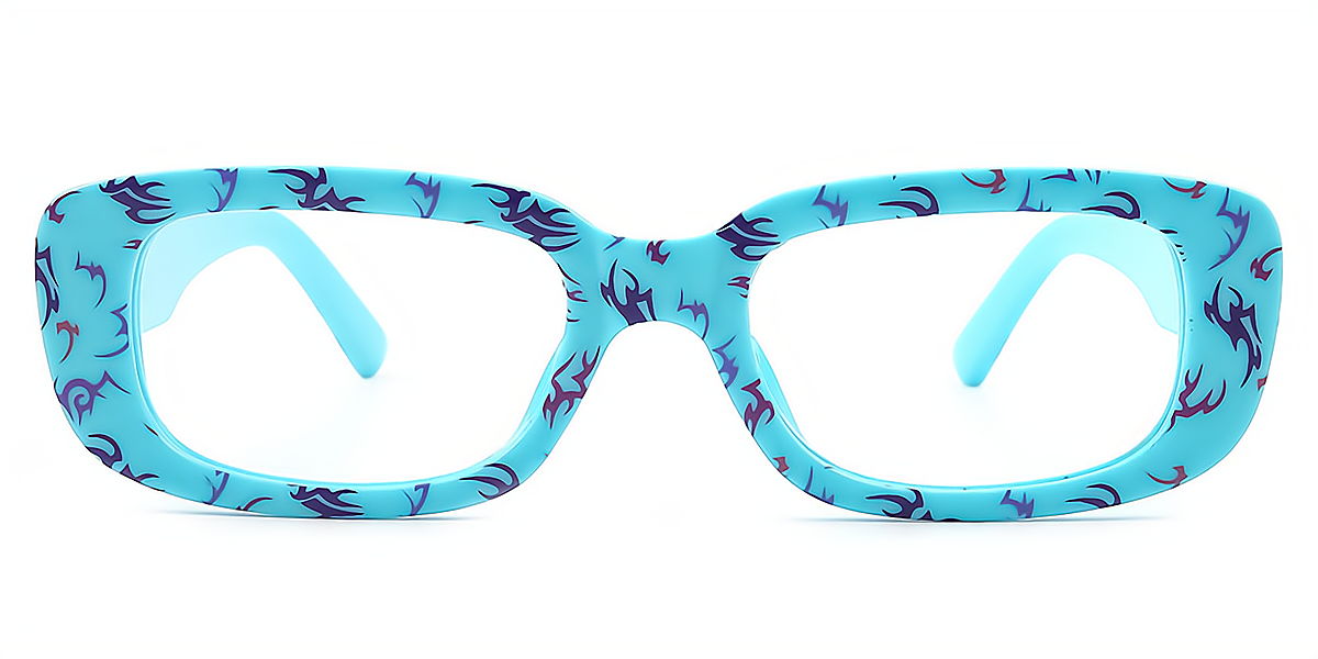 Blue Rectangle Chic Fancy Plastic Eyeglasses