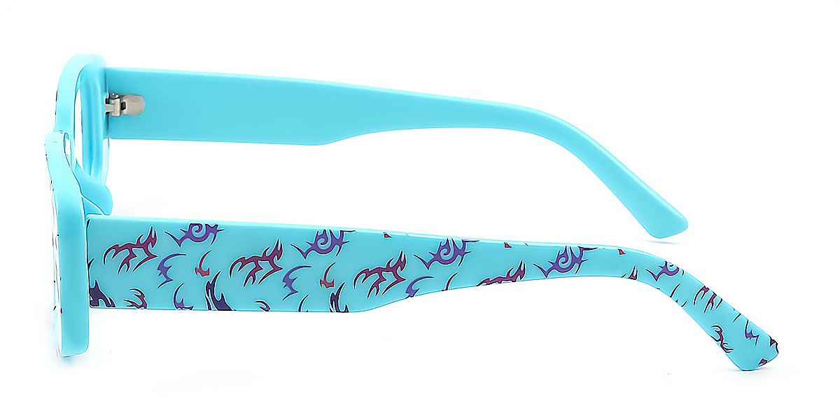 Blue Rectangle Chic Fancy Plastic Eyeglasses