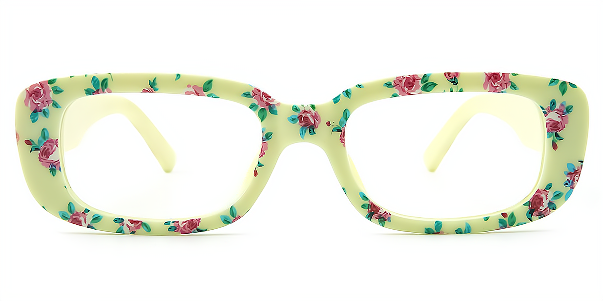 Green Rectangle Chic Fancy Plastic Eyeglasses