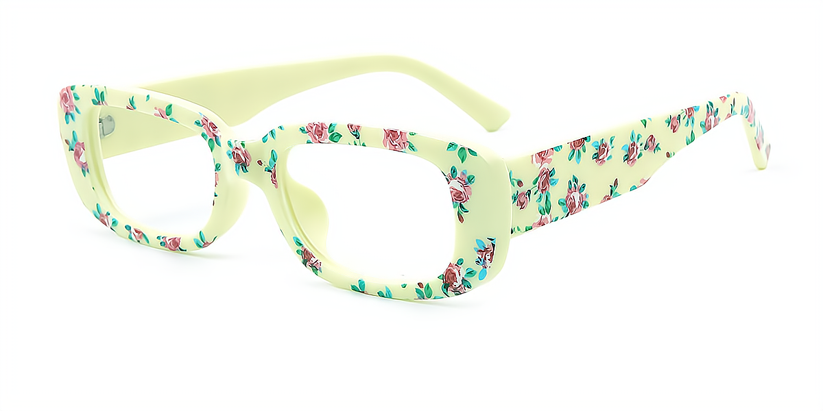 Green Rectangle Chic Fancy Plastic Eyeglasses