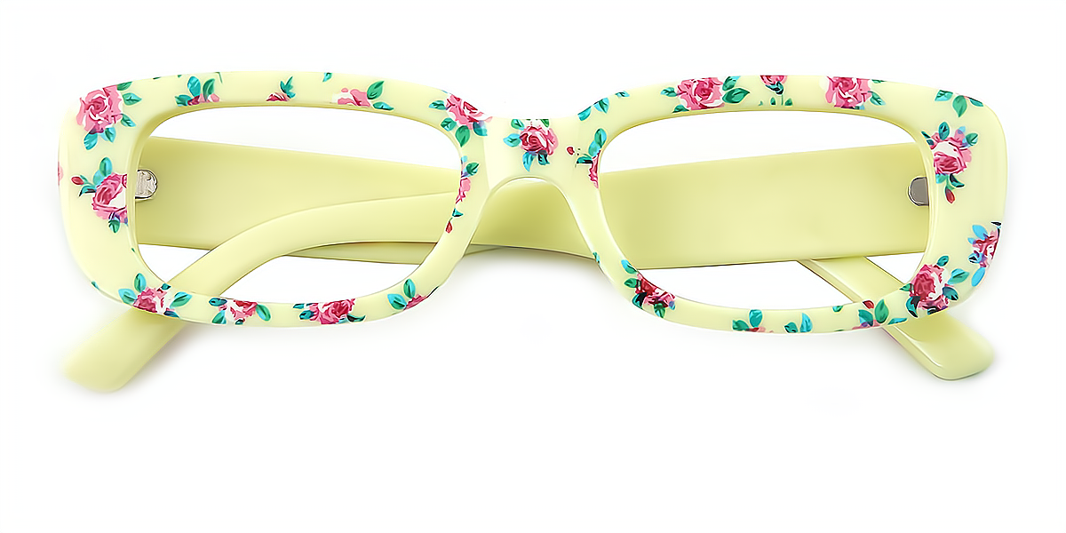 Green Rectangle Chic Fancy Plastic Eyeglasses