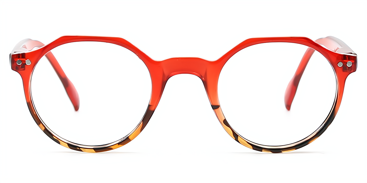 Red Geometric Thin Acetate Eyeglasses