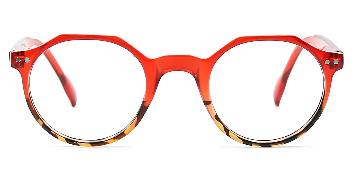 Red Geometric Thin Acetate Eyeglasses