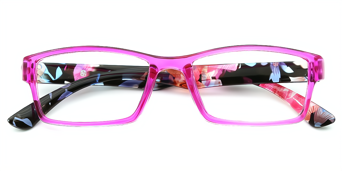 Purple Rectangle Classic Chic Plastic Eyeglasses