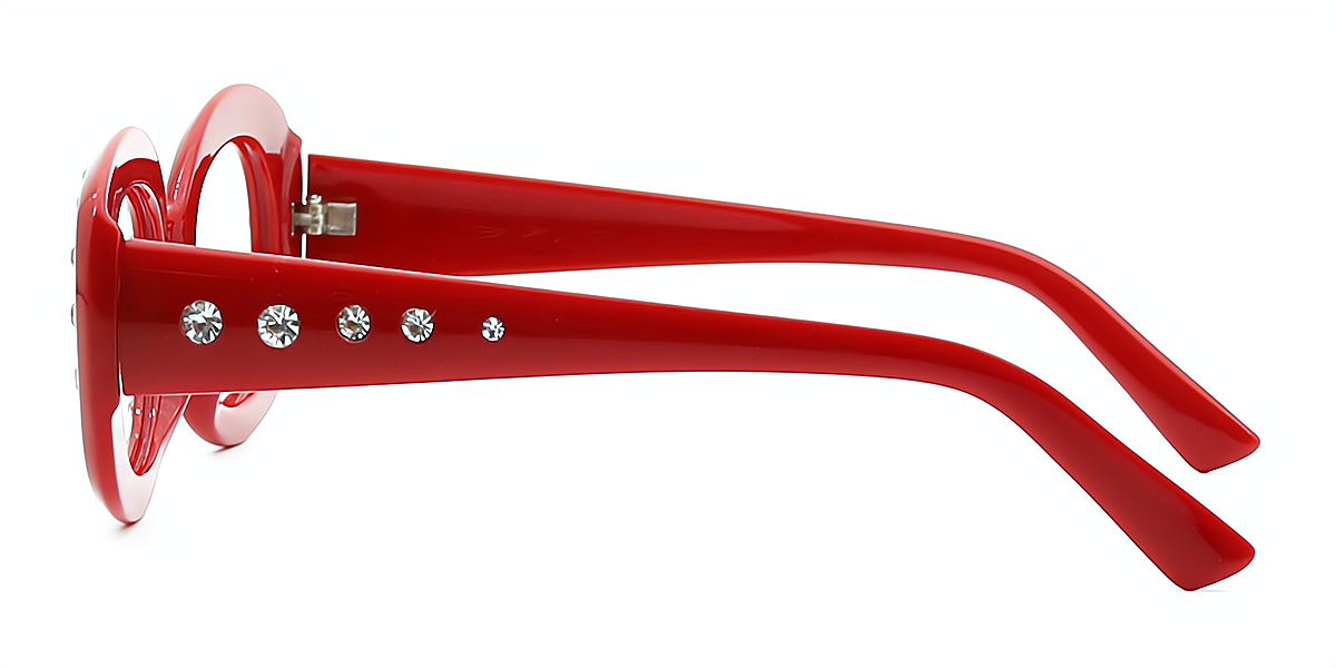 Red Oval Modish Plastic Eyeglasses
