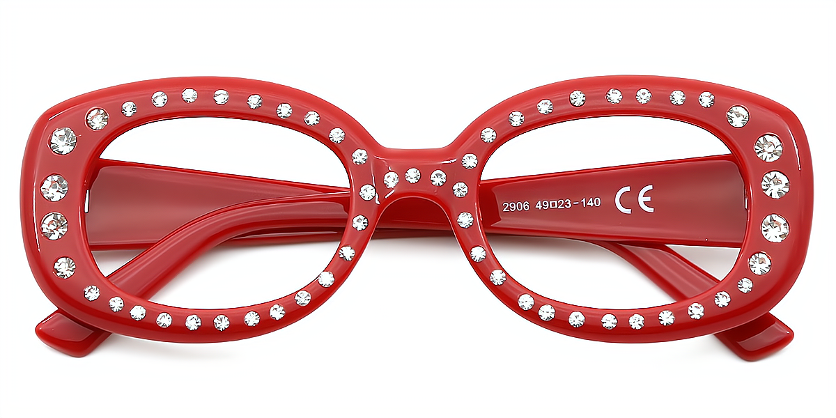 Red Oval Modish Plastic Eyeglasses