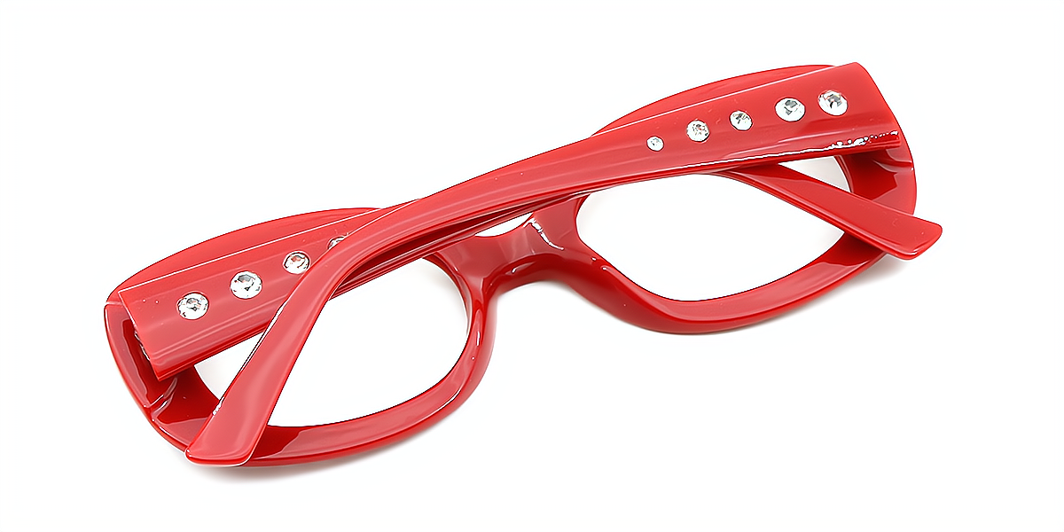 Red Oval Modish Plastic Eyeglasses