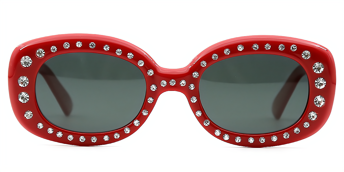 Red Oval Modish Plastic Eyeglasses