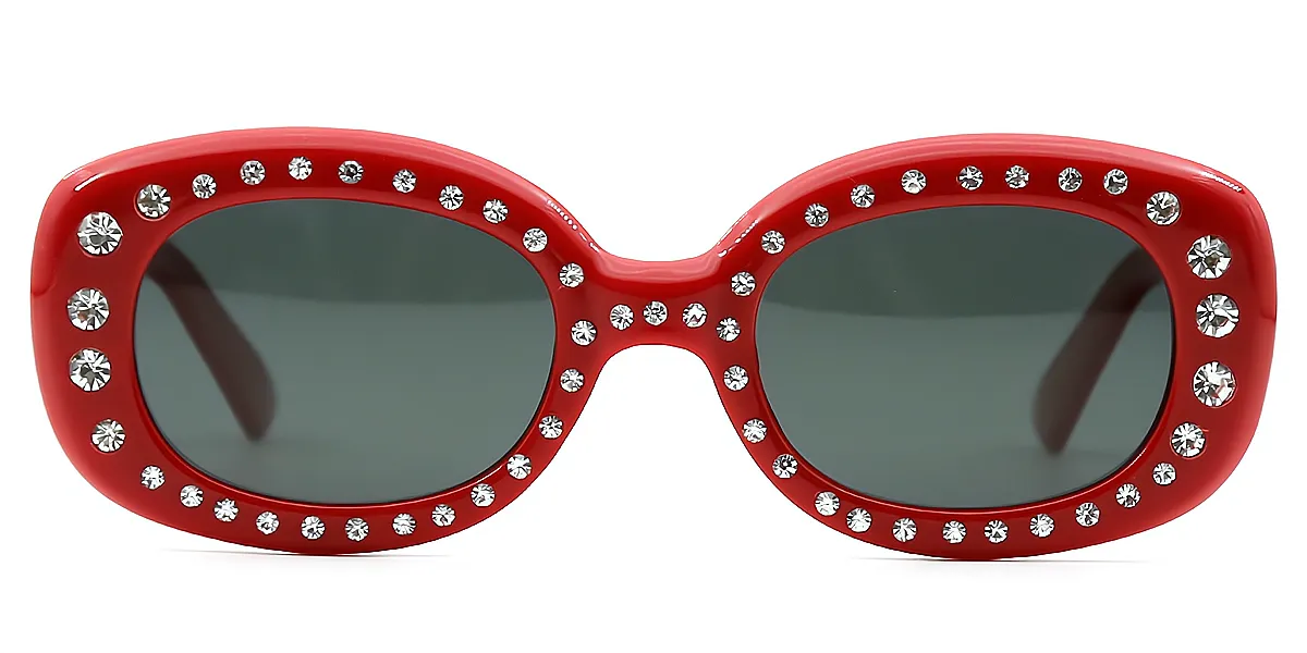 Red Oval Modish Plastic Eyeglasses
