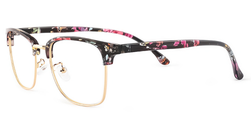 Pink Rectangle Classic Full-rim Mix & Match Large Glasses