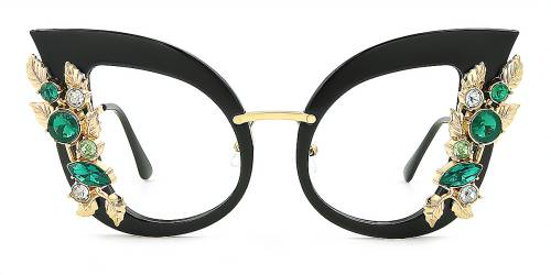 Black Cateye Gorgeous Full-rim Mix & Match Large Glasses