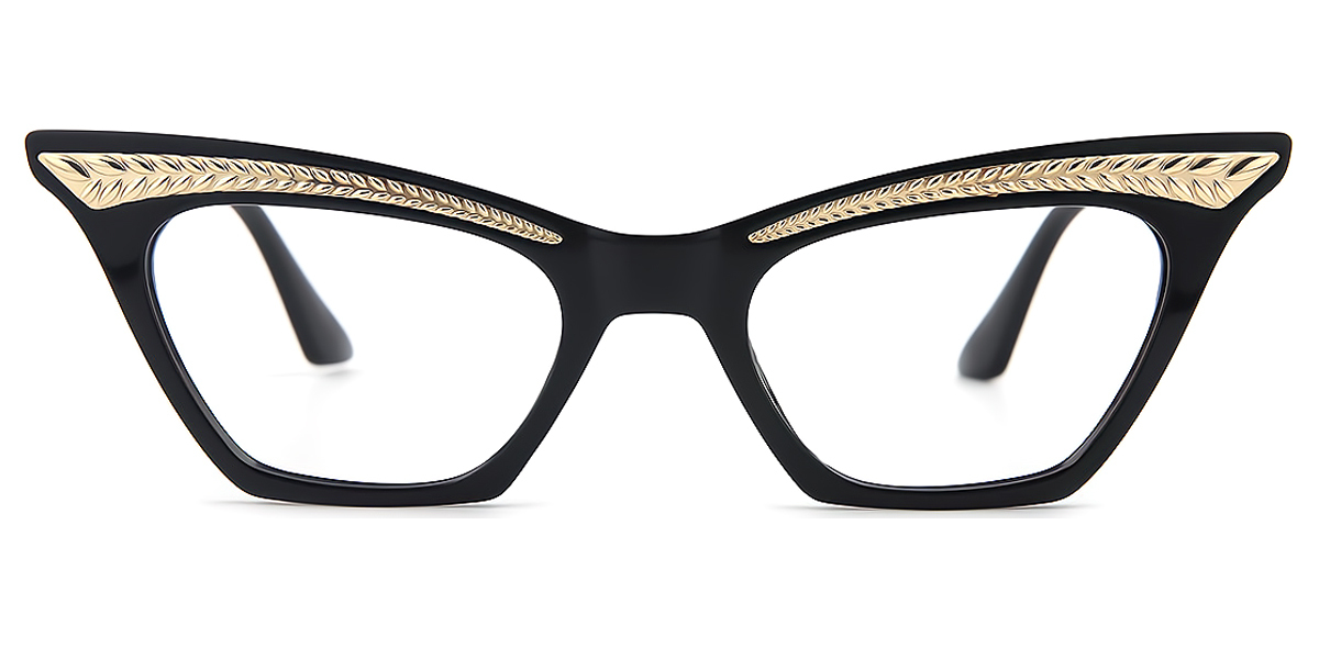 Black Cat Eye Unique Acetate Eyeglasses