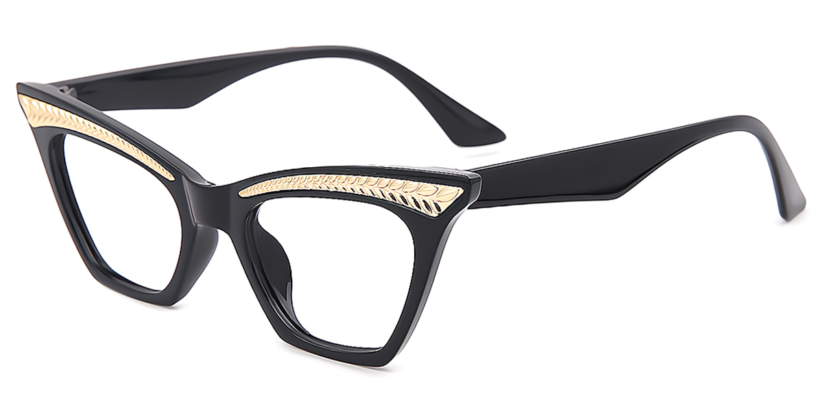 Black Cat Eye Unique Acetate Eyeglasses