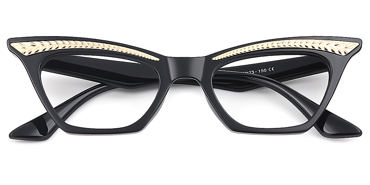 Black Cat Eye Unique Acetate Eyeglasses