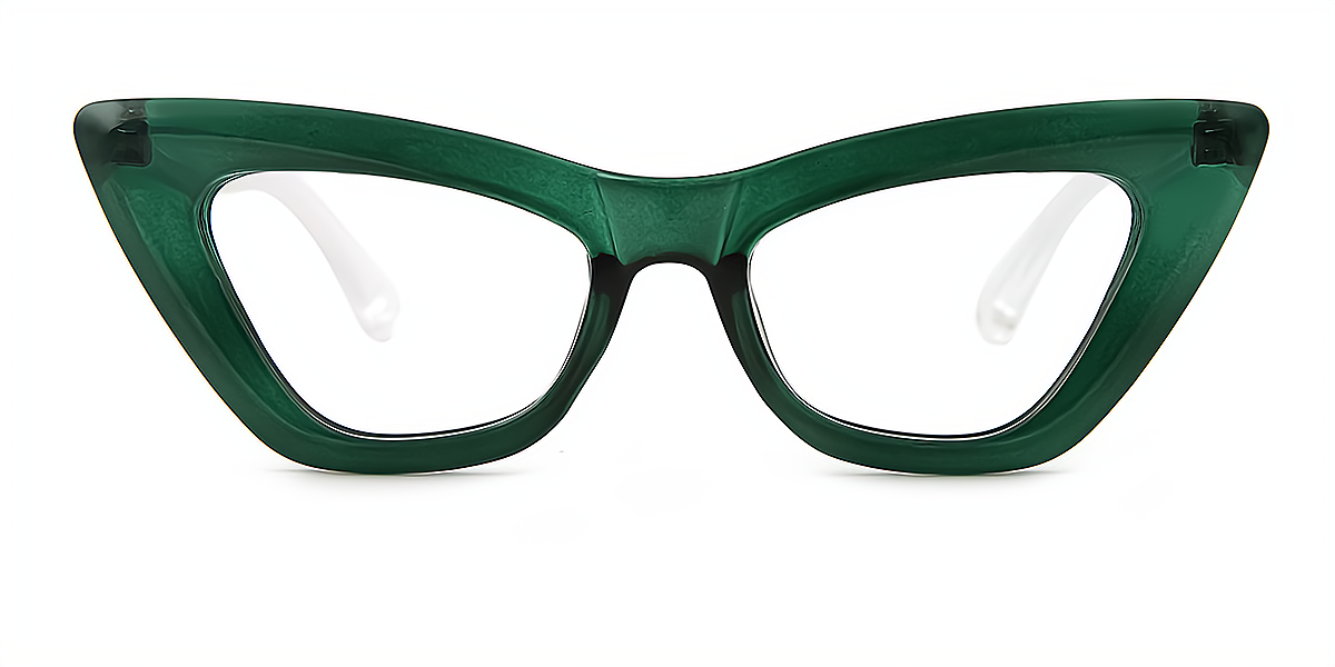 Green Cat Eye Modish Plastic Eyeglasses