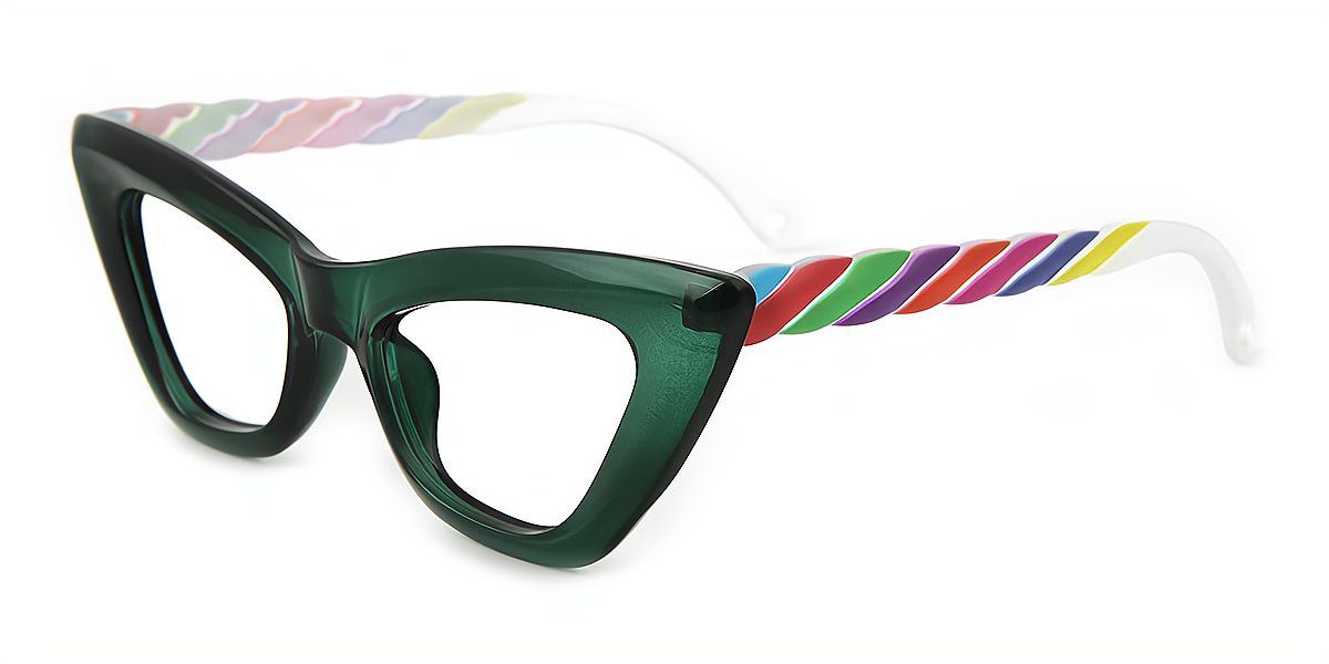 Green Cat Eye Modish Plastic Eyeglasses