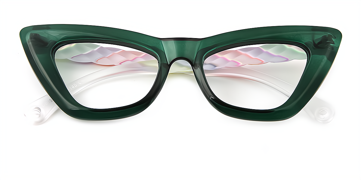 Green Cat Eye Modish Plastic Eyeglasses