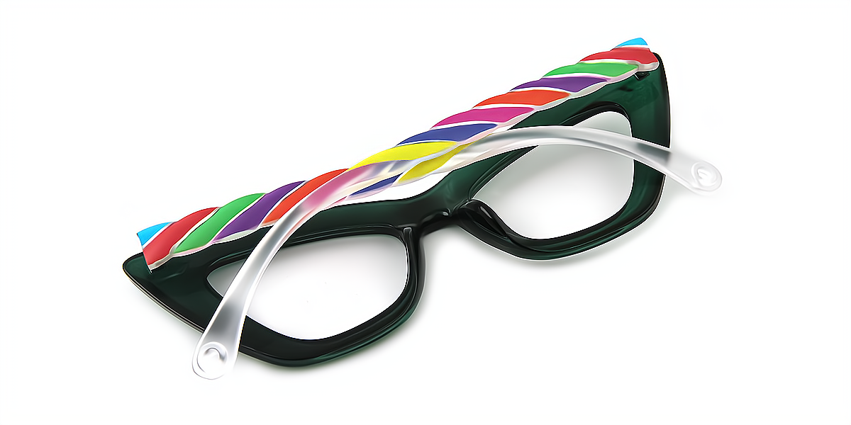 Green Cat Eye Modish Plastic Eyeglasses