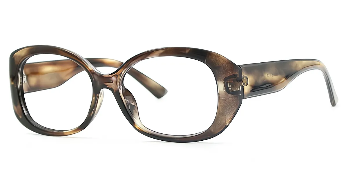 Brown Oval Unique TR90 Eyeglasses