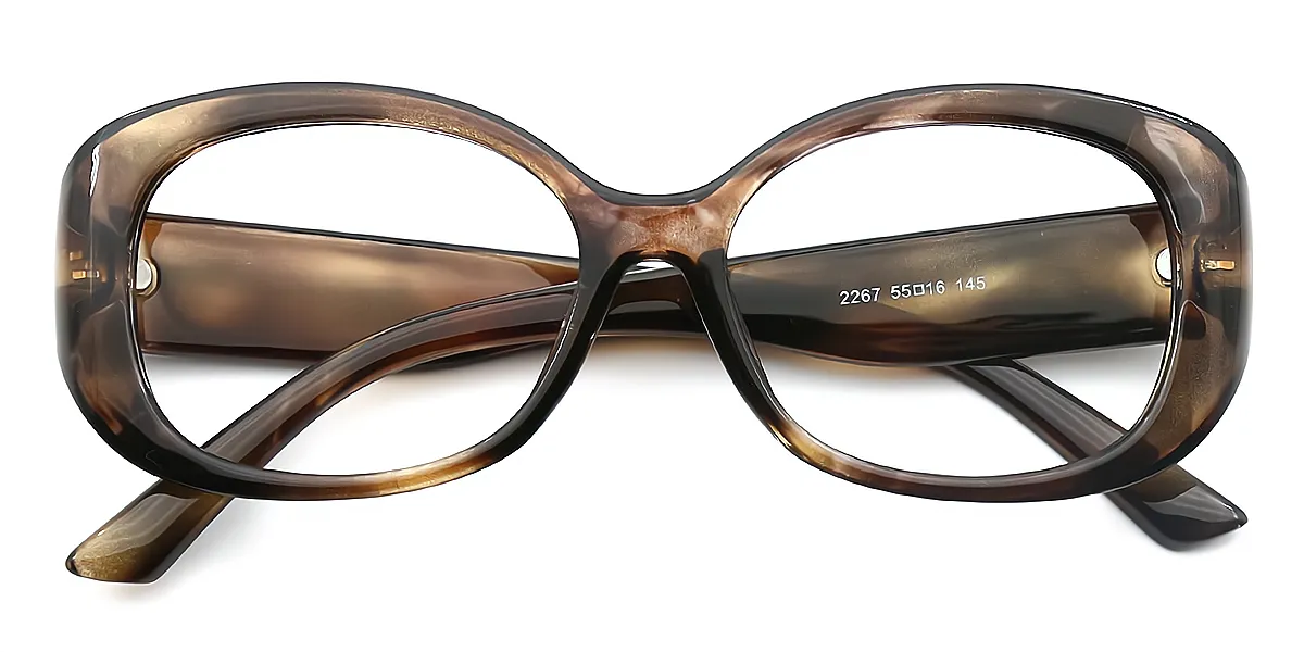 Brown Oval Unique TR90 Eyeglasses