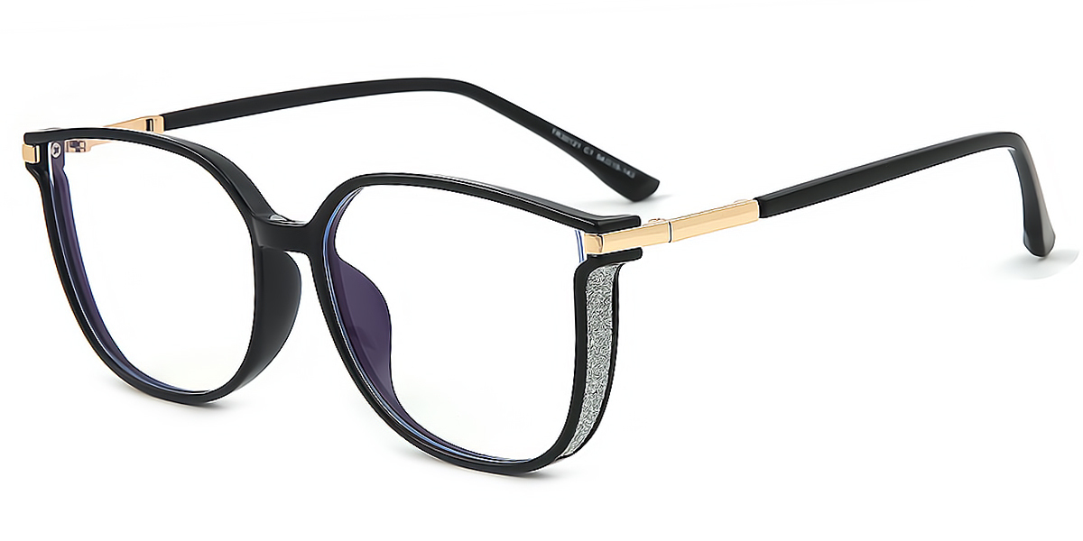 Black Oval Exquisite Mixed Materials Eyeglasses