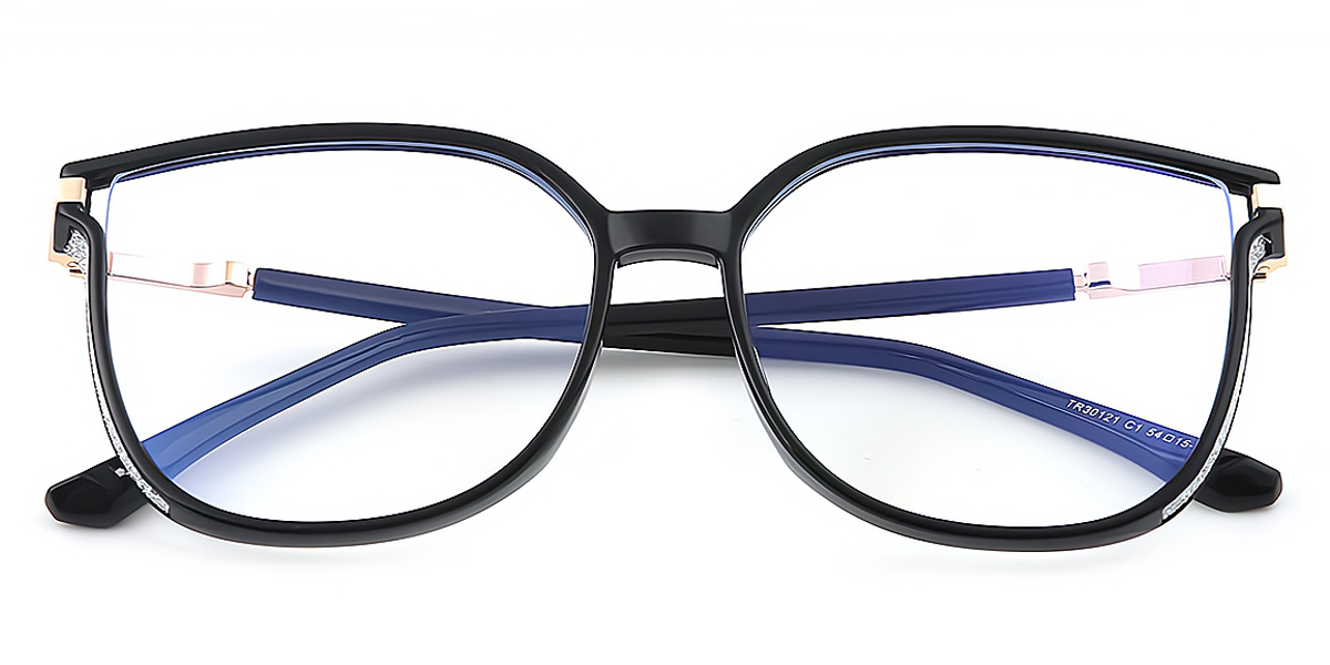 Black Oval Exquisite Mixed Materials Eyeglasses