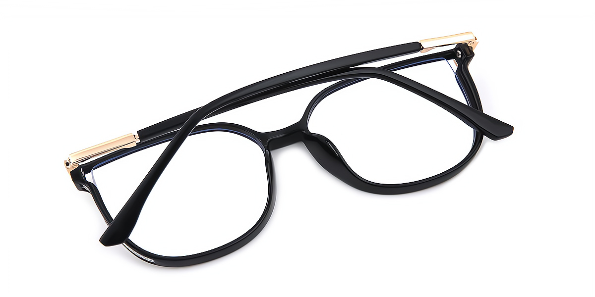 Black Oval Exquisite Mixed Materials Eyeglasses