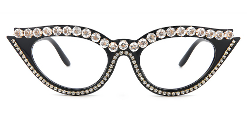 Red Rhinestone Cateye Women Glasses