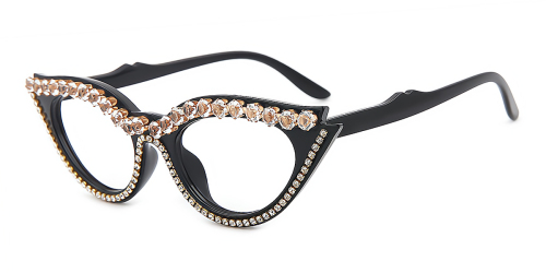 Red Rhinestone Cateye Women Glasses