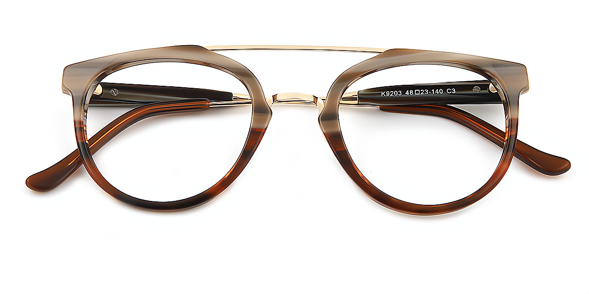 Brown Aviator Exquisite Mixed Materials Eyeglasses