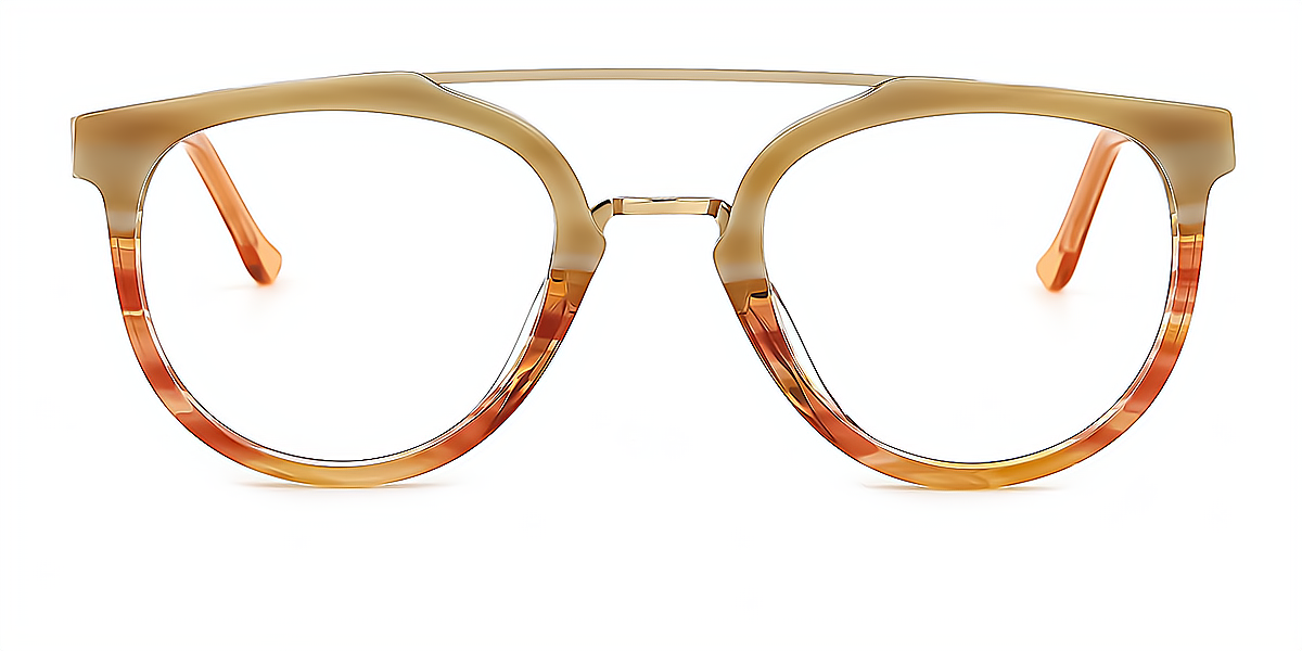 Yellow Aviator Exquisite Mixed Materials Eyeglasses