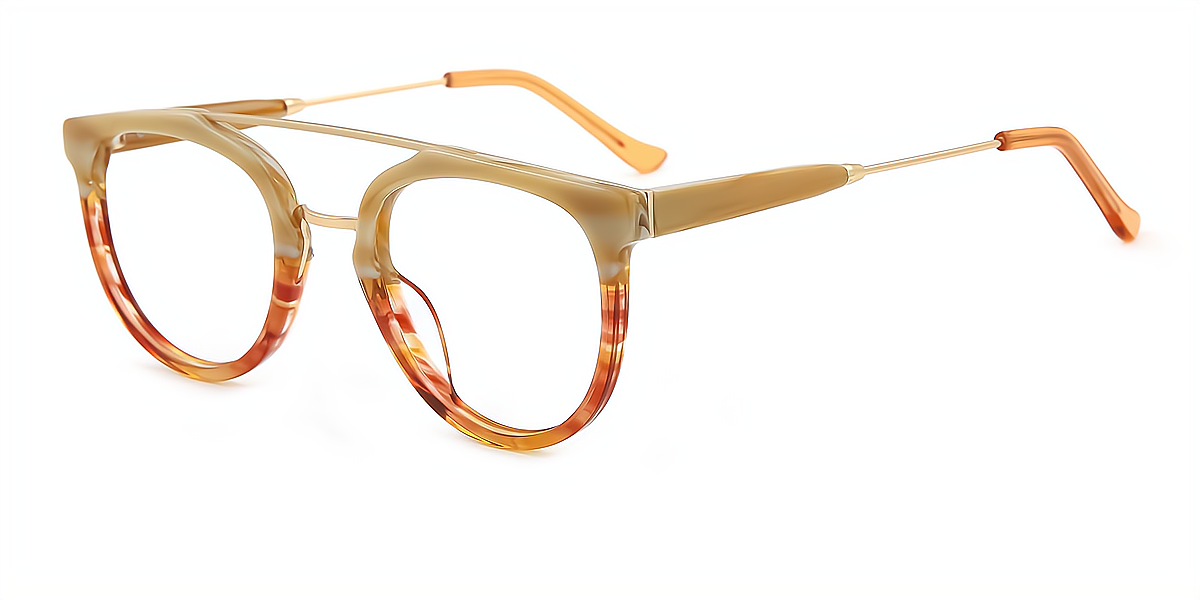 Yellow Aviator Exquisite Mixed Materials Eyeglasses