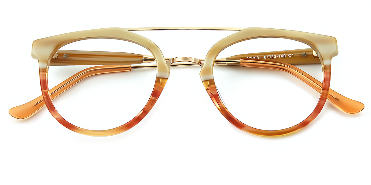 Yellow Aviator Exquisite Mixed Materials Eyeglasses