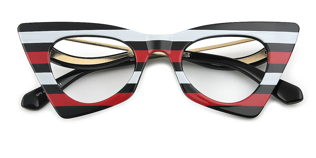 Red Cat Eye Geek-Chic Mixed Materials Eyeglasses