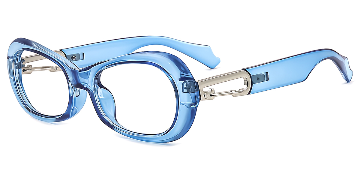 Blue Oval Geek-Chic Plastic Eyeglasses