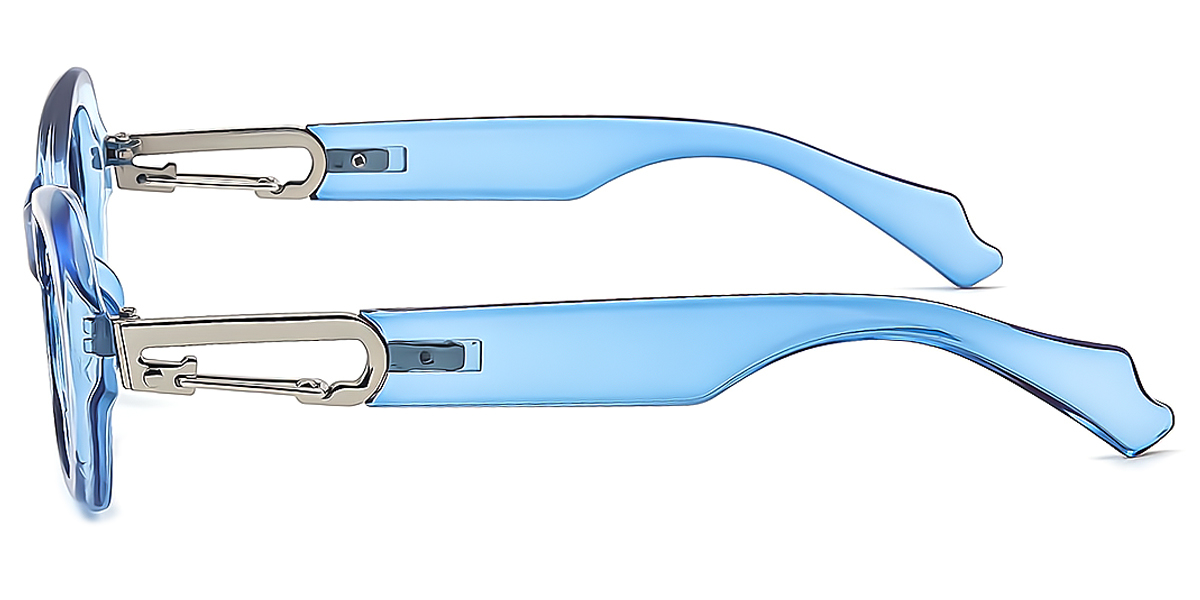 Blue Oval Geek-Chic Plastic Eyeglasses
