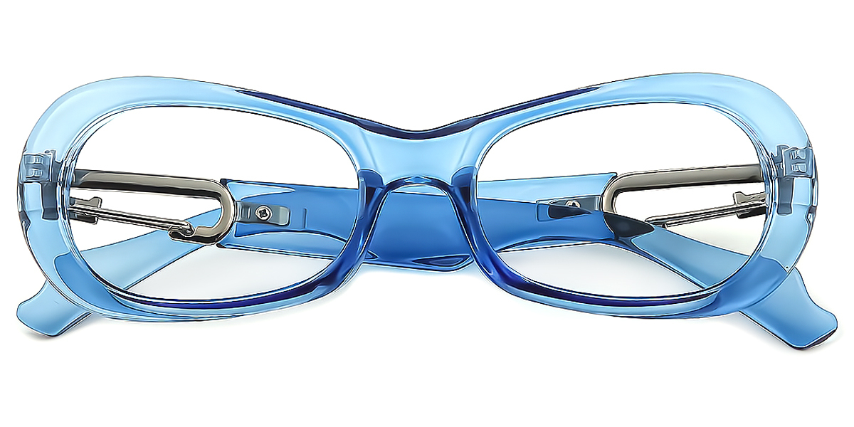 Blue Oval Geek-Chic Plastic Eyeglasses