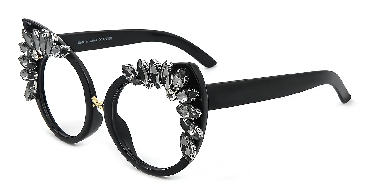 Black Cat Eye Hipster Plastic Eyeglasses