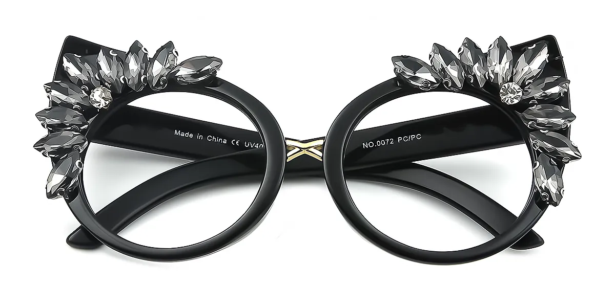 Black Cat Eye Hipster Plastic Eyeglasses