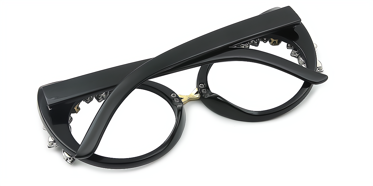 Black Cat Eye Hipster Plastic Eyeglasses