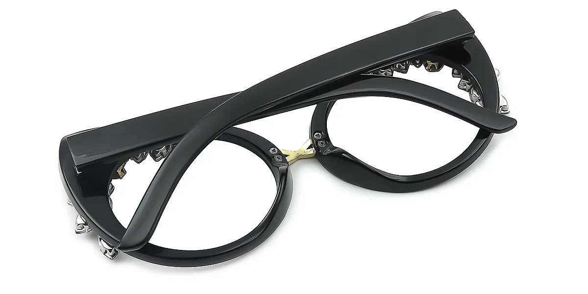 Black Cat Eye Hipster Plastic Eyeglasses