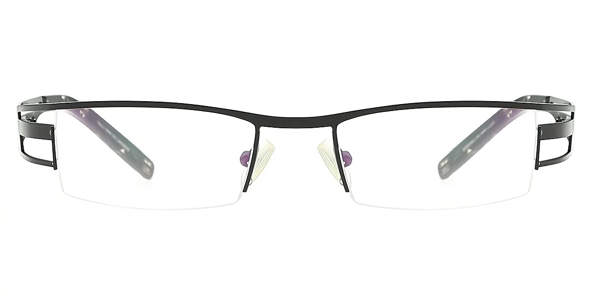 Black Rectangle Chic Metal Eyeglasses