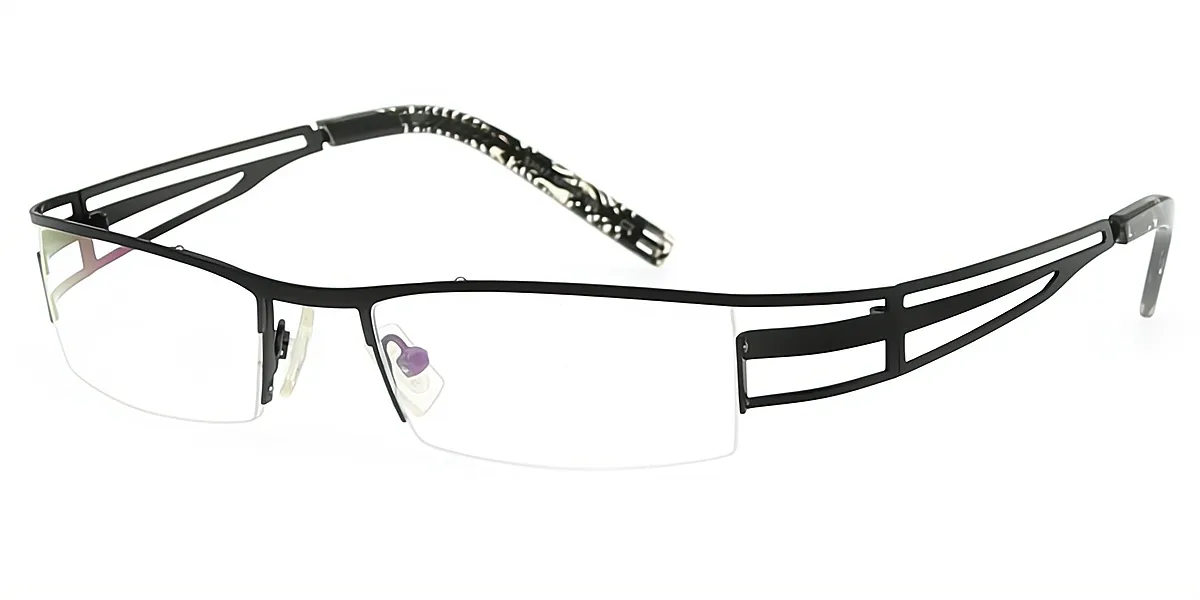 Black Rectangle Chic Metal Eyeglasses