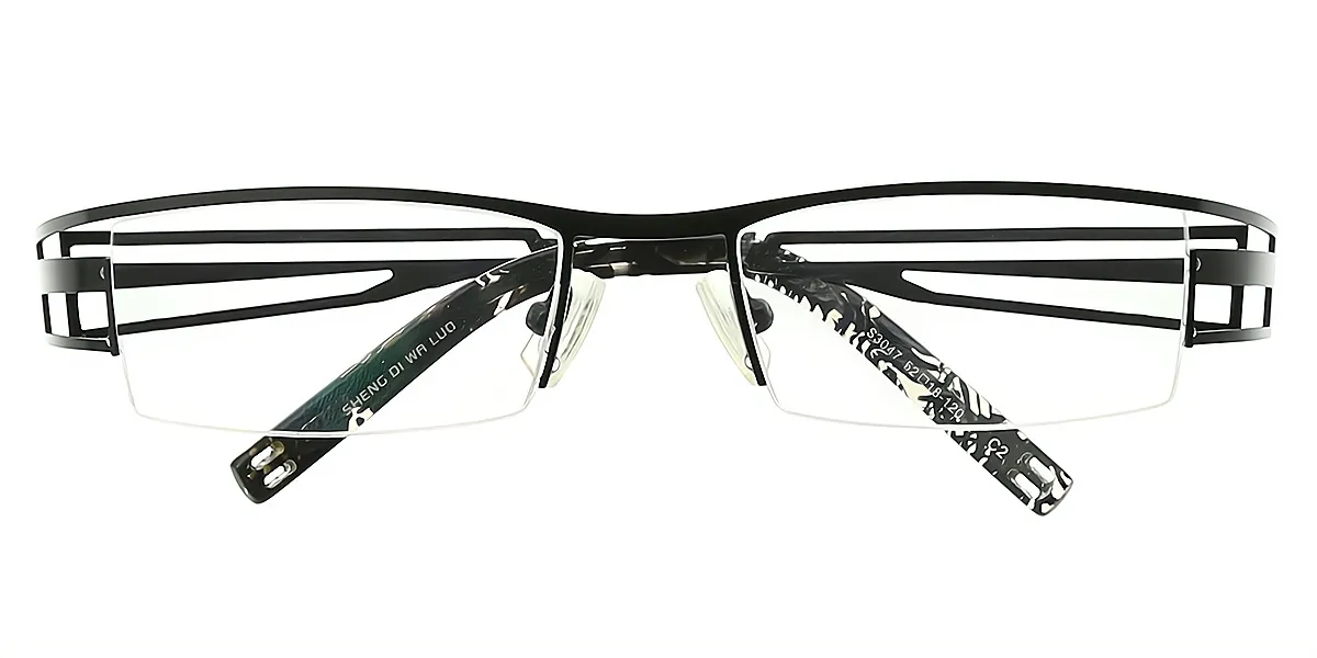 Black Rectangle Chic Metal Eyeglasses