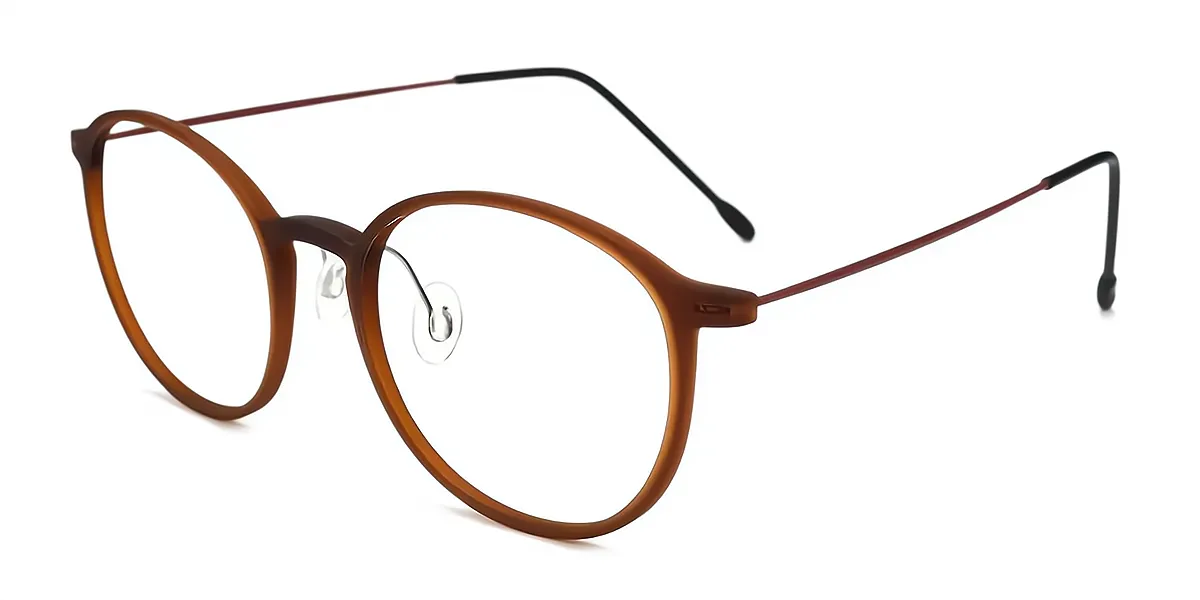Brown Round Retro Lightweight TR90 Eyeglasses