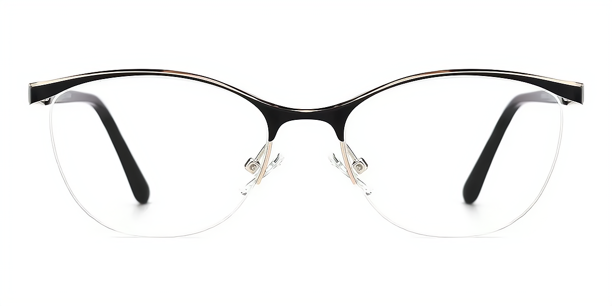 Black Browline Classic Thin Metal Eyeglasses